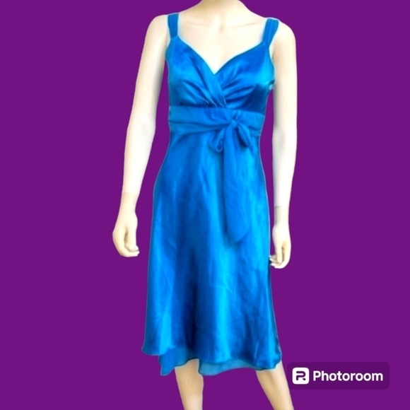 Vtg 1970s LET'S FASHION satin empire high waist formal slip prom dress - Picture 1 of 13